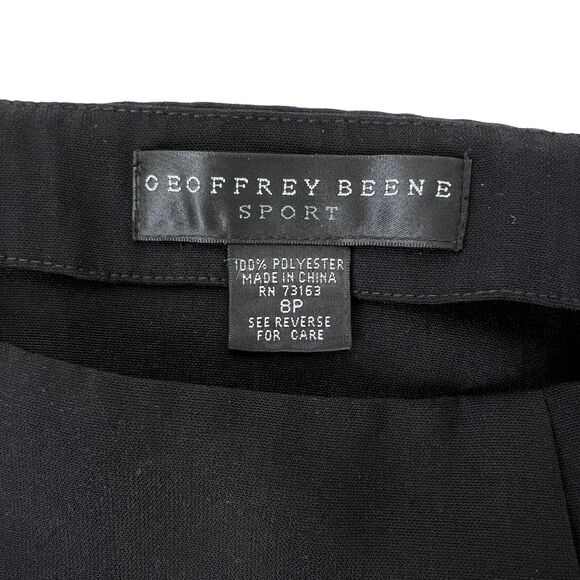Geoffrey Beene Sport Midi Skirt Size 8P Straight Black Side Slits Zip Classic - Picture 3 of 9